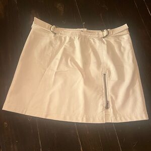 Versona Faux-Leather White Mini Skirt with Buckle Detail